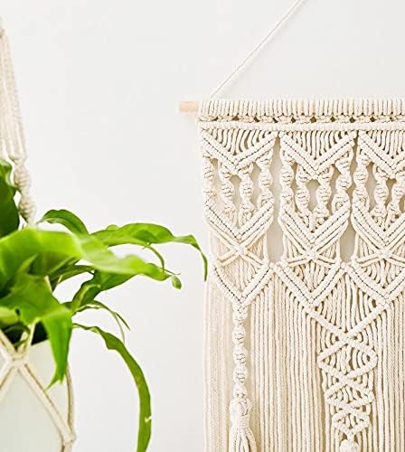 Mkono 2 Pcs Macrame Wall Hanging, Boho Woven Chic Tapestry Decor, Ivory | 32"L x 16.5"W, Bohemian Wall Decor, Hand-Woven Craft, Multi-Scene, Bedroom Nursery Living Room Apartment, Girls Adults Gift