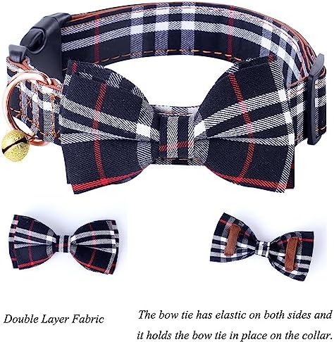 Yizepet Dog Collar with Bow Tie- Adjustable pet Collar for Dogs with Plastic Buckle Collar, Stylish Pattern for Small Medium or Large Boy and Girl Dog and Cat