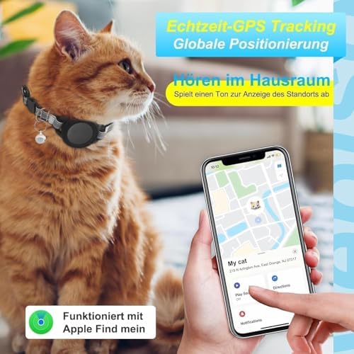 GPS Cat Tracker Collar, iOS‑Only Smart Pet Activity Tracker, 2 Pack | Cat GPS Tracker Collar, iOS Only, No Monthly Fee, Real‑Time Location, IP68, 10+ Mo Battery, Reflective Nylon, Global Tracking