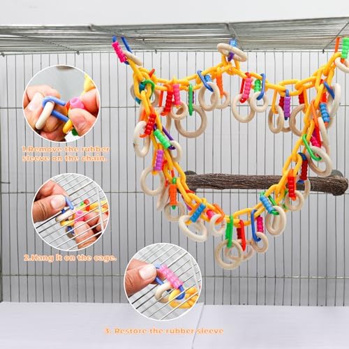 Interactive Wearable Bird Toy – Chewable Wooden Ring Necklace for Parakeets & Small Birds | Cage or Shoulder-Mounted Bonding Toy
