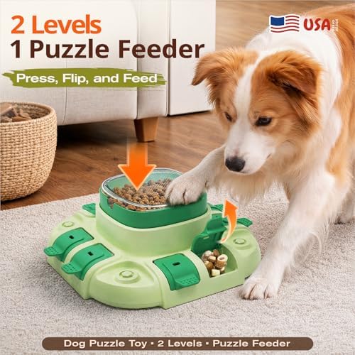 KADTC 2 Levels Dog Puzzle Toy, Interactive Slow Feeder & Treat Dispenser
