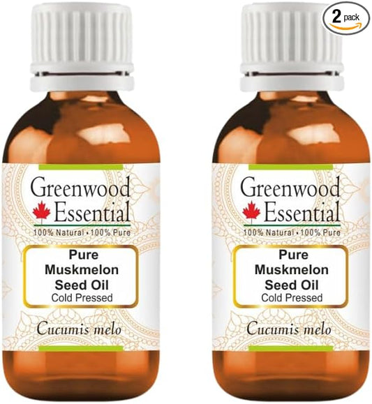 Greenwood Essential Pure Muskmelon Seed Oil (Cucumis melo) Cold Pressed (Pack of Two) 30ml X 2 (2 oz)