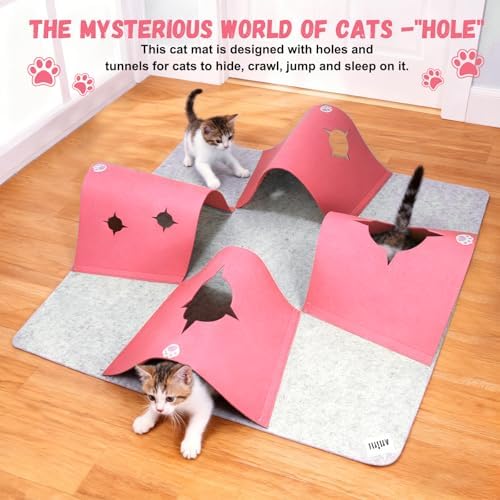 4-Way Cat Tunnels for Indoor Cats, Interactive Toys with Plush Ball