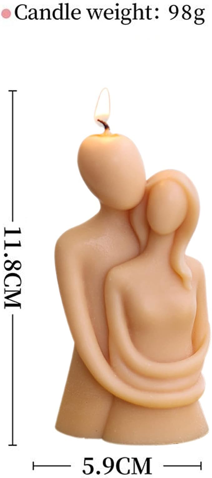 Hugging Lovers Aroma Candles,100G Adam and Eve Couple Love Scented Candles,Sexy Ritual Gifts for Women & Men,Prefect for Healing Meditation Stress Relief Mood Boosting-(Brown)