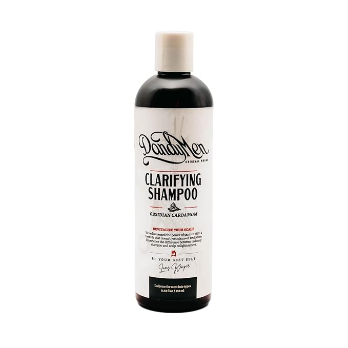 DandyMen Tea Tree Clarifying Shampoo | Deep Cleanse and Scalp Health with Aloe Vera & Tea Tree Oil | 11.83 oz (Obsidian Cardamom)