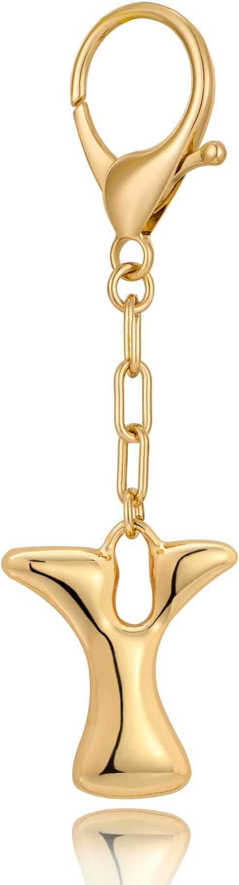 WOWORAMA Initial Letter Keychain for Women Chunky Gold Bubble Letter Bag Charm Purse Charm Personalized Keyrings Accessories