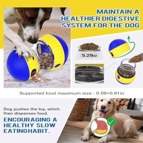 Dog Puzzle Toy Adjustable Treat Dispensing Ball Food Dispenser Tough Slow Feeder Puppy Enrichment Training Toy Pet Interactive Chase Toys for Small Medium Large Dogs⁠