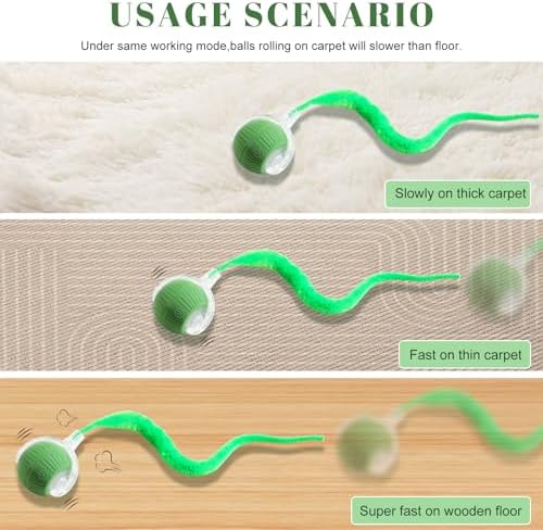 Interactive Cat Toys for Indoor Cats, Fast Rolling on Carpet Flash and Motion Activated Cat Balls for Bored Indoor Cats