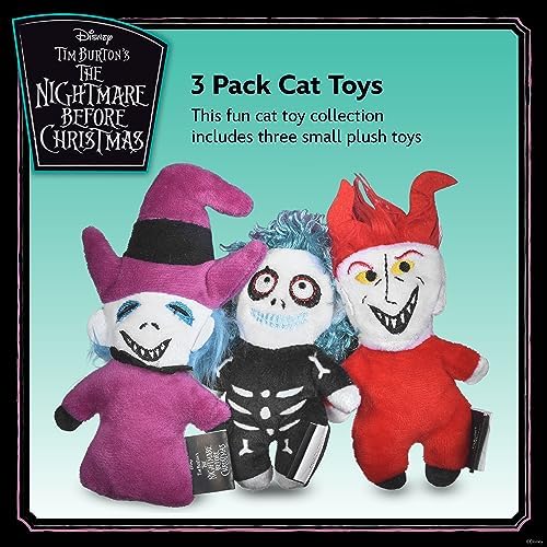 Disney for Pets Tim Burton's Nightmare Before Christmas: Trick-or-Treaters Shock, Barrel, Lock Plush Catnip w/Crinkle Cat Toy- 3PK | Halloween Cat Toys