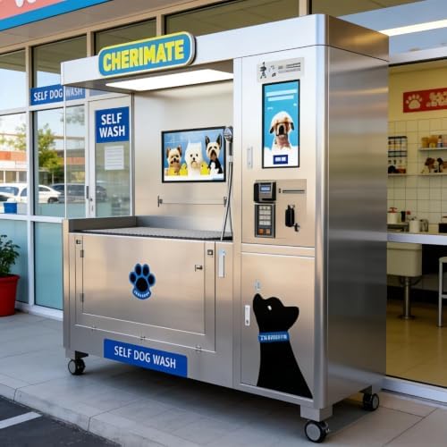 Smart Dog Wash Kiosk, Self Service Pet Washing Machine with Hot Water
