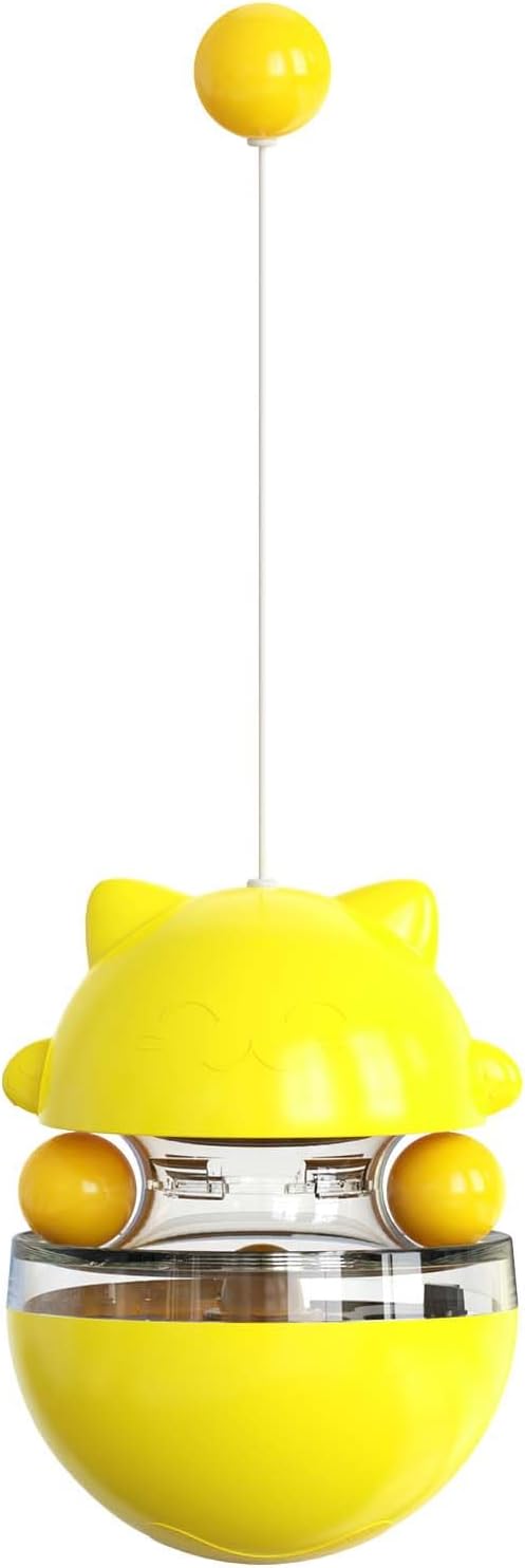 Interactive Cat Toy for Indoor Cats Wobble Treat Dispenser Ball(Yellow)