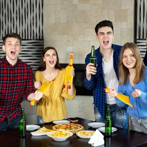Xeehwb 3 Pcs Large Rubber Chicken,12 Inch Yellow Rubber Squawking Chickens,Screaming Chicken Dog Toys,Prank Noise Maker Dog Toys
