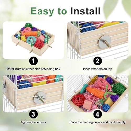 Bird Foraging Toys Box, Wooden Foraging for Birds, Colorful, M