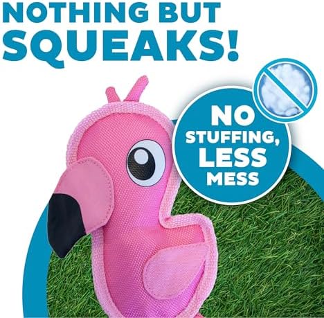 Outward Hound Fire Biterz Flamingo Plush Firehouse Material Interactive Dog Toy, Small
