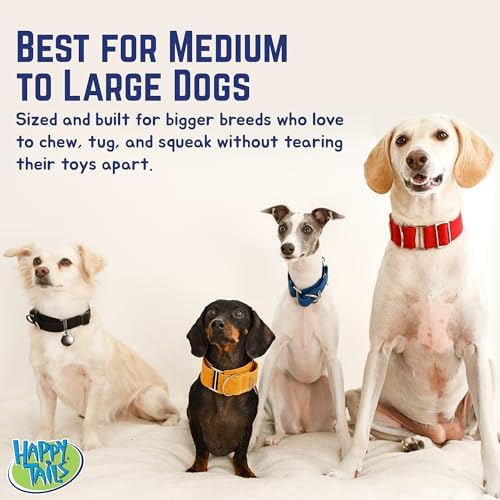 Happy Tails 10" Wolf Squeaky Dog Toy for Medium-Large Dogs Polyester with Reinforced Stitching - Durable and Interactive