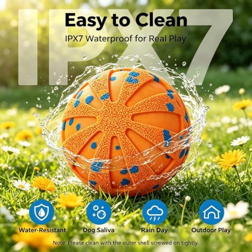 Smart Interactive Dog Toy Wicked Ball Automatic Moving Bouncing Rotating Active Rolling Ball 3 Modes Chew Resistant E-TPU Dog Ball IPX7 Waterproof Electric Puppy Toy for Small Medium Large Dogs Orange