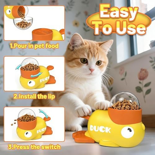 Duck Dog Treat Dispenser Toy for Small Breeds - Interactive Slow Feeder Puzzle & Food Dispensing Toy, Mental Stimulation Puppy Chew Toy for Healthy Digestion & IQ Training (White)