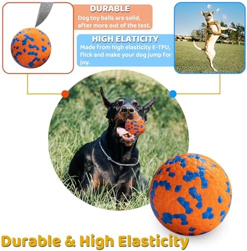 Dog Balls, Indestructible Dog Toy Ball for Aggressive Chewers, Durable High Elasticity Interactive Ball for Training Dog Catch and Fetch, Large Medium Small Dog and Puppies(Orange, 3in, 2pcs)