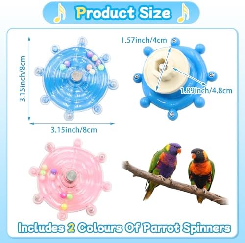 2 Colors Bird Toys for Parrots, Small Bird Cage Toys with Spinning Rattle
