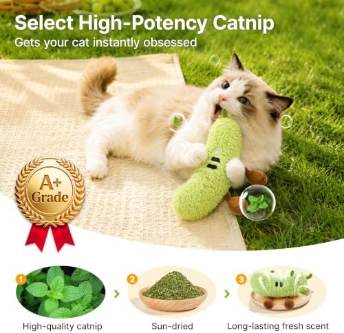 Potaroma Plush Catnip Fruit Cat Toy 2 Pack, Crinkle Interactive Chew Pillow