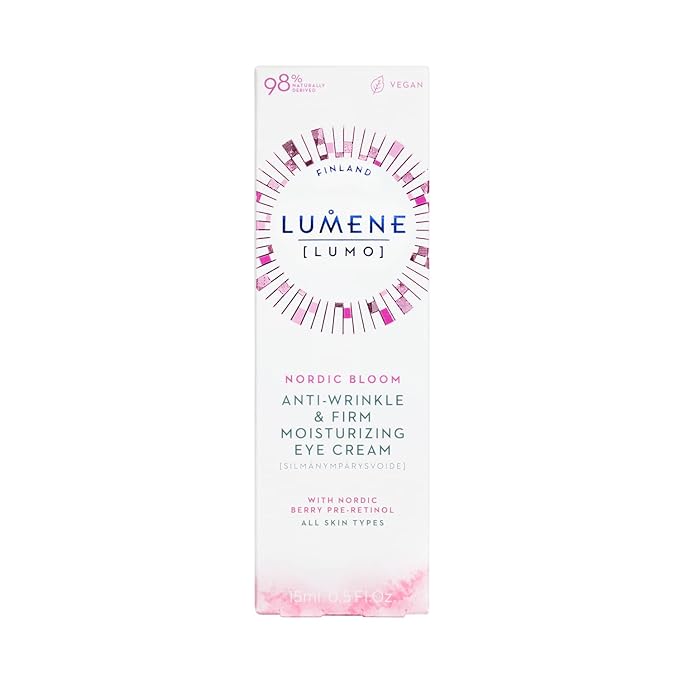 Lumene Anti Wrinkle & Firm Moisturizing Eye Cream - Skin Firming & Hydrating Nordic Berry Pre-Retinol Eye Cream for Dark Circles + Under Eye Bags - Vegan for Wrinkles & Fine Lines (.50z)