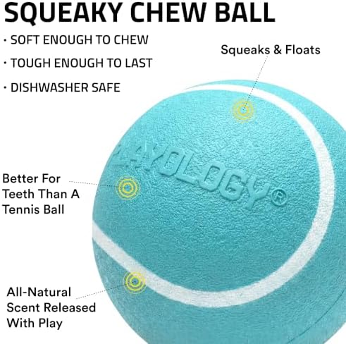 Playology Squeaky Chew Ball Dog Toy - Small, Peanut Butter Scent, 3-Pack