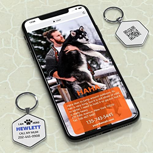 Dog Tags Personalized Pet ID Tags - QR Code Customize Dog Cat Tag - Pet Online Profile Display Pet Information