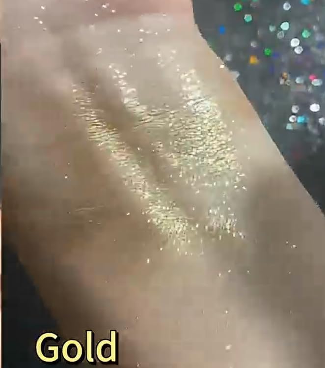 Golden Body Glitter Spray, Fine Glitter HairSpray, Body Shimmer Powder, Body Highlighter Makeup, Face Shimmer, Rave Hairspray for Festival Party Halloween Christmas