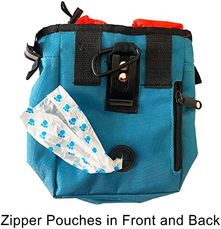 Jalousie Dog Training Pouch with Training Clicker and Water Bowl - 5 Ways to Wear - Carry Toys, Treats for Positive Reinforcement - Built-in Poop Bag Dispenser (Grey)