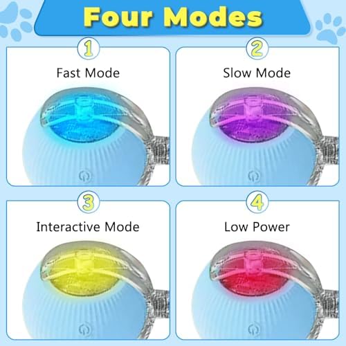Interactive Cat Toys Ball Fast Rolling on Carpet, Motion Activate Cat Toys for Bored Indoor Cats Dogs (Yellow)