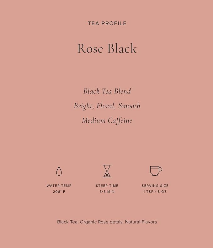 Art of Tea Rose Black Tea, 50 Count Premium Floral Black Tea Bags, Smooth Caffeinated Black Tea with Rose Petals, Gourmet Aromatic Tea Bags for Morning or Afternoon Tea