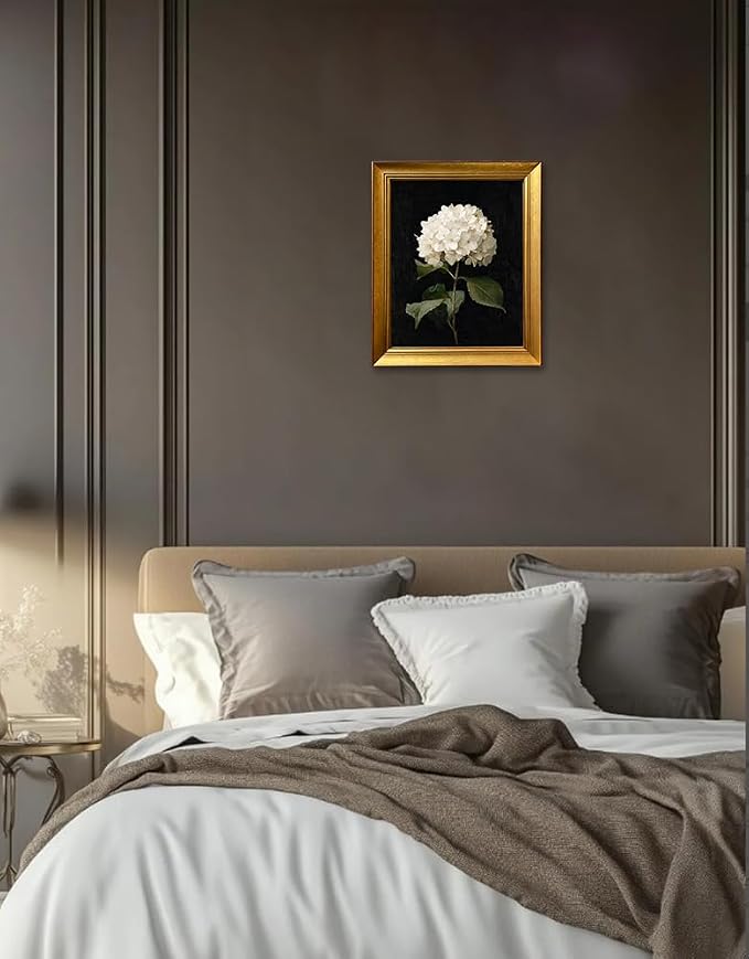 Hydrangea Wall Art Gold Framed Vintage Flower Oil Painting Floral Picture Wall Decor for Home