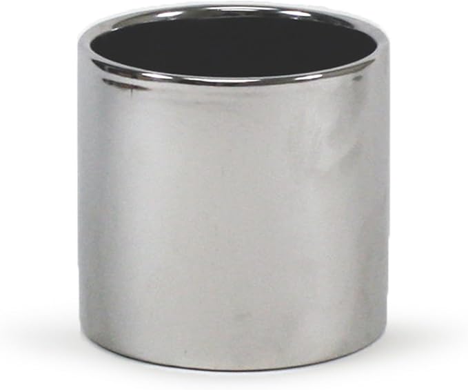 WGVI Silver Ceramic Cylinder Vase Width 5.5" Height 5", Flower Arrangements, Candle Holder, Terrarium Planter Pot, Storage Container Organizer, Pen Brush Holder, Smooth Silver Tabletop Decor, 1 Pc