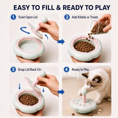 Cat Puzzle Feeder Toy, Adjustable Treat Dispenser, Green
