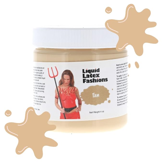 Tan 4 Oz - Liquid Latex Body Paint, Ammonia Free No Odor, Easy On and Off, Cosplay Makeup, Creates Professional Monster, Zombie Arts
