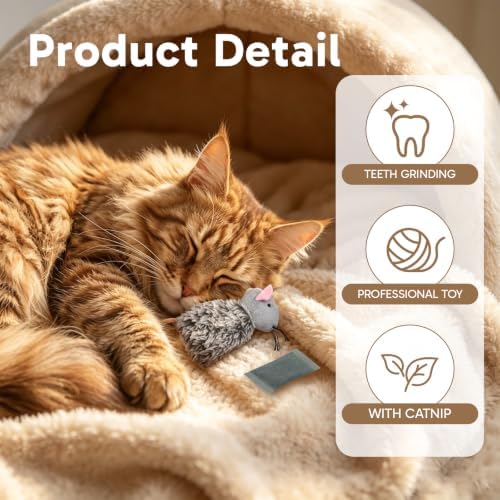 3 Pcs Refillable Catnip Toys for Cats with 3 Pcs Catnip Bags, Plush Refillable Catnip Toys, Interactive Catnip Toys for Exercise and Play, Catnip Toys Mouse