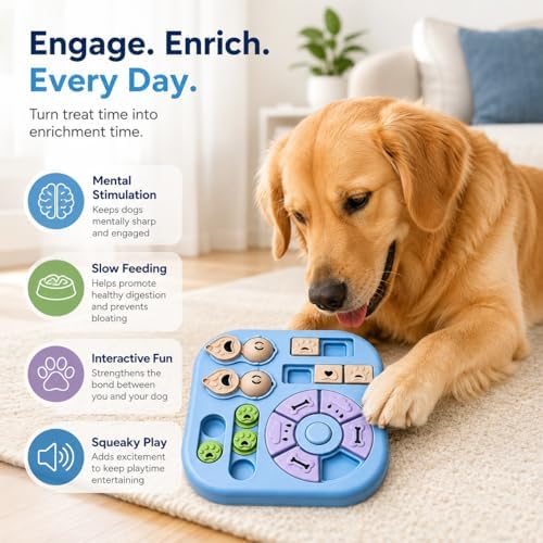 Tee Shirt Galaxy Dog Puzzle Toys, Treat Dispensing Puzzle Feeder for IQ Training and Mental Stimulation, Slow Feeder Enrichment Toy for Small Medium Large Dogs, Light Blue