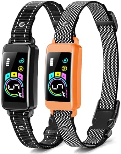 Bark Collar, 2 Pack Smart Dog Bark Collar for Large Medium Small Dogs, Anti Barking Device for Dogs Training Collar with Beep Vibration Harmless Shock, 5 Adjustable Sensitivity (Orange)