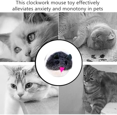 2 PCS Clockwork Mouse Toy Creative Toy Mouse Wind Up Mouse Funny Plush Mouse Toy for Cat Dog Pet(Random Color)