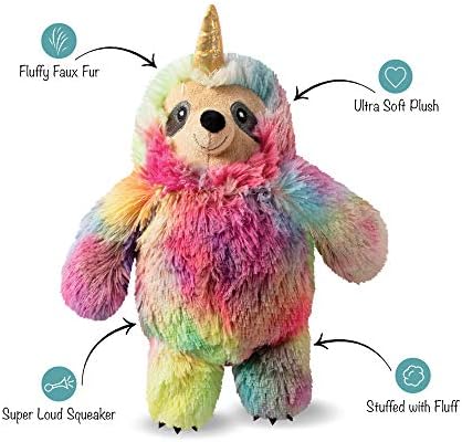 Fringe Studio Dog Toy, Slothicorn-Plush Pet Toy (289334), Multicolor Medium