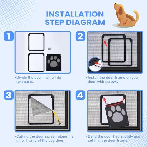 Cat Door for Screen Door, Small Dog Screen Door, Magnetic Flap Doggy Door for Sliding Door, Lockable Cat Screen Door, 10”*8”*0.5 Inch
