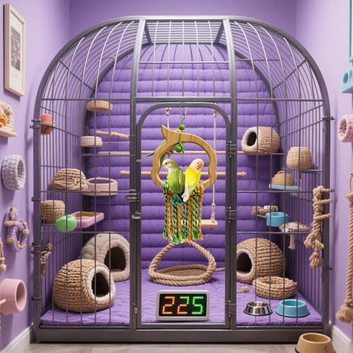 Wooden Bird Swing Toy with Rope Perch, Fish Shape, Hanging Cage Accessory for Parrots (Colorful, Green Wood Swing)