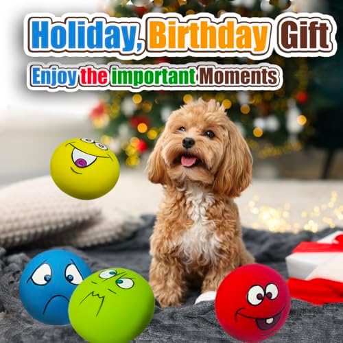 Squeaky Dog Toys for Small Dogs, Mini Breeds, 2.2" Flat Latex Ball