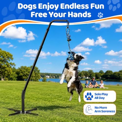 Tether Tug Outdoor Dog Toy Spring Pole, 3 Ropes for Tug of War