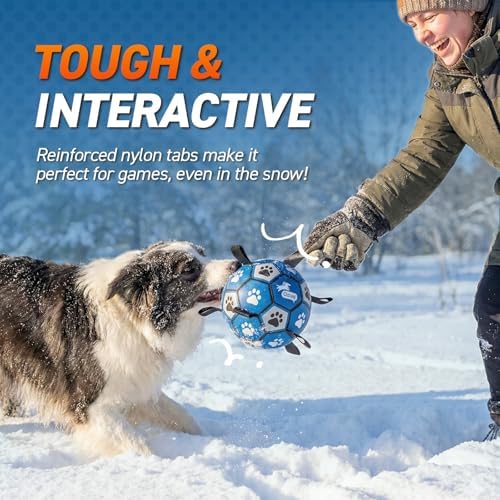 QDAN Dog Balls Toys, Soccer Ball with Straps, Herding Ball Toy, Puppy Toy