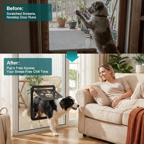 Ownpets Dog Screen Door 12"x14" Fits Large Dogs Up 80 lbs & Small Breeds