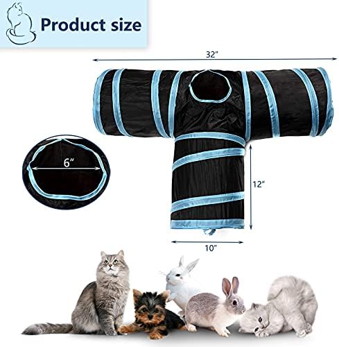 Cat Tunnel, Collapsible Tube with 1 Play Ball Kitty Toys, 3 Ways Cat Tunnels for Indoor Cats, Puppy, Kitty, Kitten, Rabbit