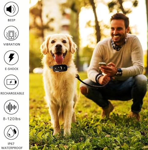 Dog Bark Collar - Automatic Anti Bark Training Device with Beep, Vibration, and Shock Modes, 7 Sensitivity Levels, IPX6 Rainproof, USB Rechargeable, for Small Medium Large Dogs