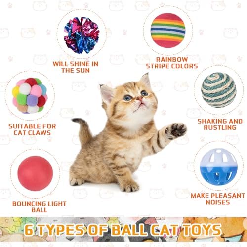 Shappy 150 Pcs Cat Toys Bulk Pack for Indoor Cats, Mice Balls,Classic