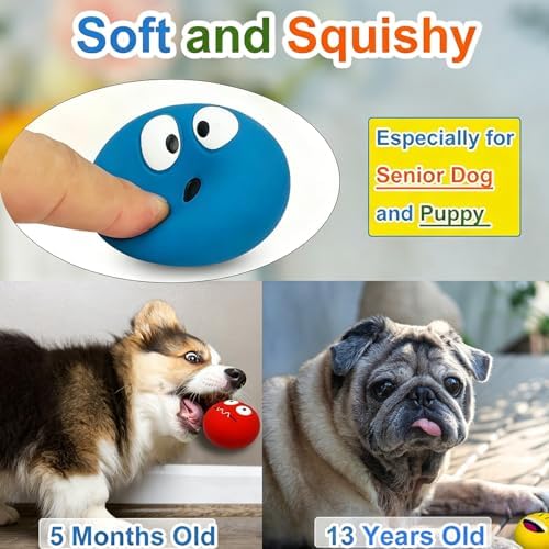 Latex Squeaky Dog Toys for Small Dogs & Mini Breeds, 2.2" Flat Ball